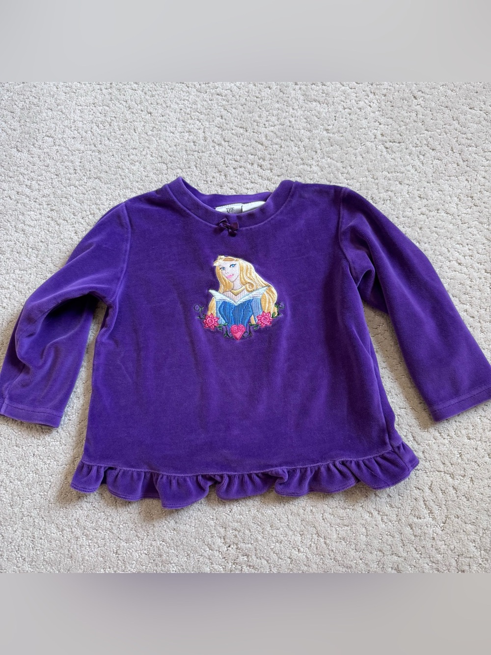 Vintage Disney Store Sleeping Beauty Aurora Purple Velvet Toddler Shirt 3T